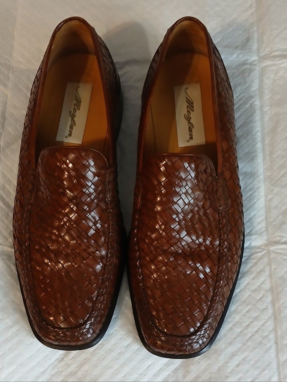 Mezlan Brown Woven Leather Men’s Slip-On Loafers